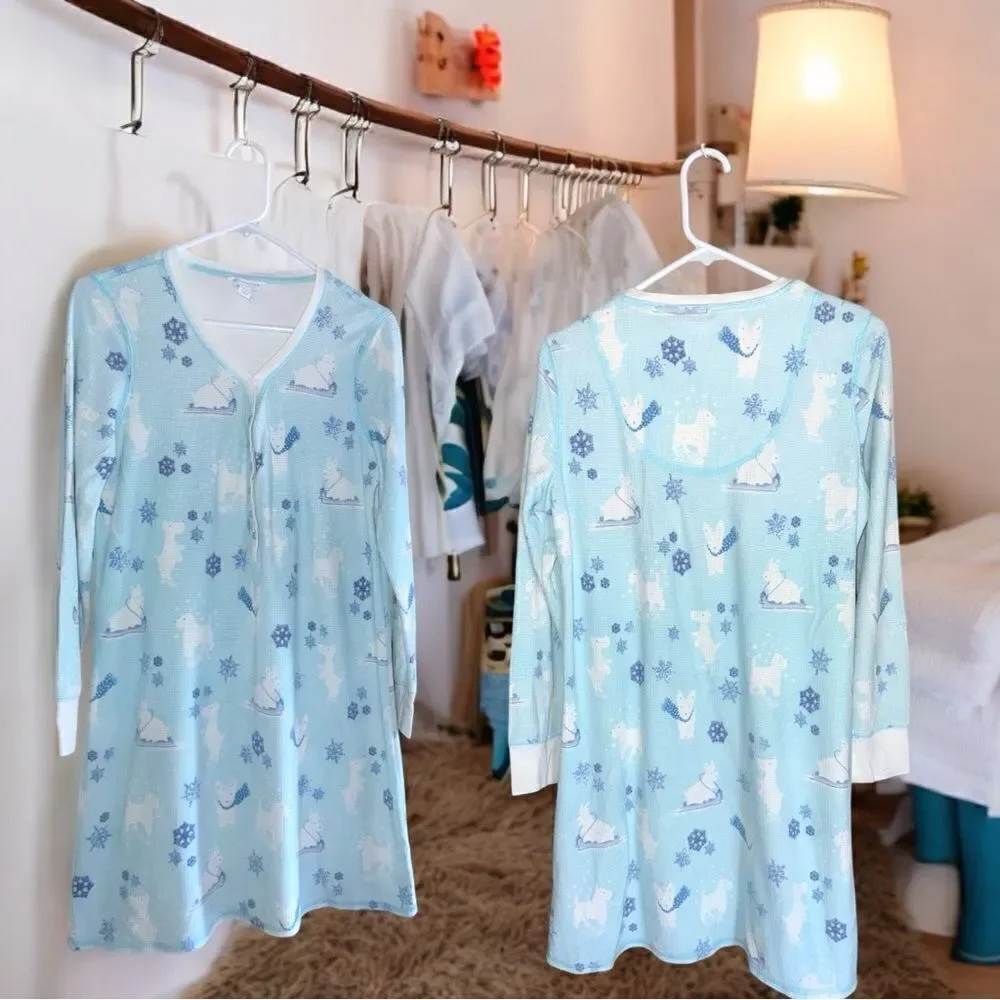 Charter Club Sleepwear l Long-sleeve PJ, Nightgown l Puppy on a Sled l L l EUC